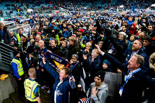 Bjarne Berntsen, head coach of Viking, celebrates with the