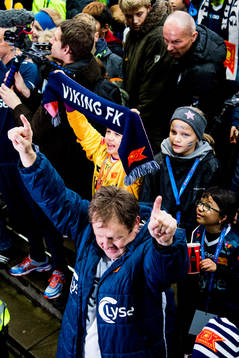 Bjarne Berntsen, head coach of Viking, celebrates with the