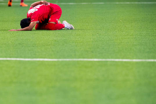 Marlon Mateus Da Silva of Kongsvinger looks dejected