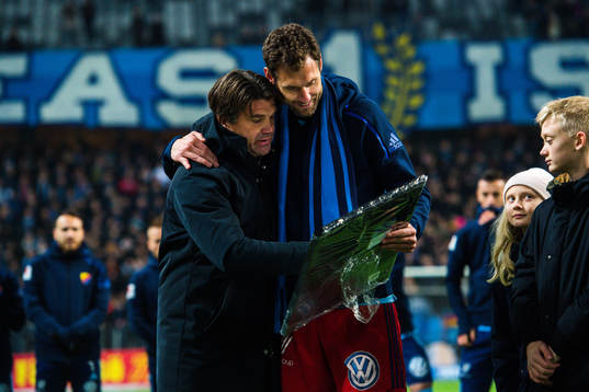 Sportchef Bosse Andersson och Djurgårdens målvakt Andreas