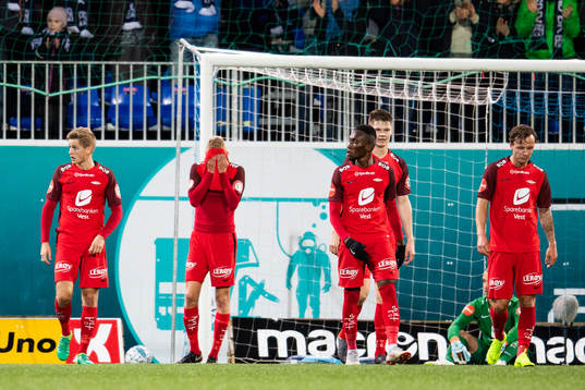 Kristoffer Barmen of Brann looks dejected