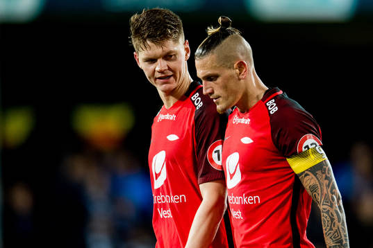 Christian Rismark and Vito Wormgoor of Brann look dejected
