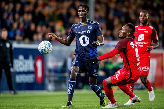 Amidou Diop of Kristiansund and Daouda Bamba of Brann