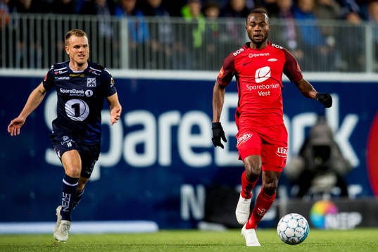Stian Semb Aasmundsen of Kristiansund and Gilbert Koomson