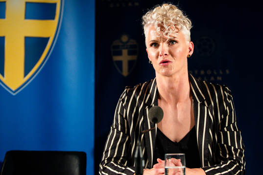 Nilla Fischer på en presskonferens