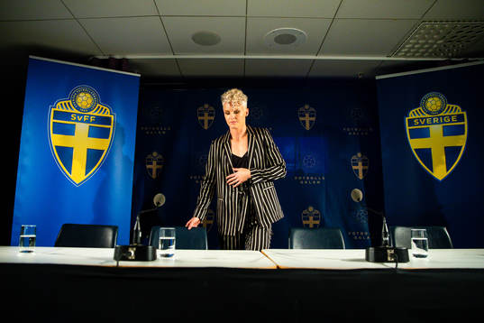 Nilla Fischer på en presskonferens
