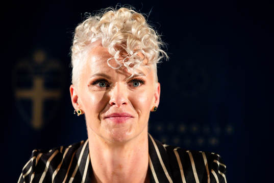 Nilla Fischer på en presskonferens