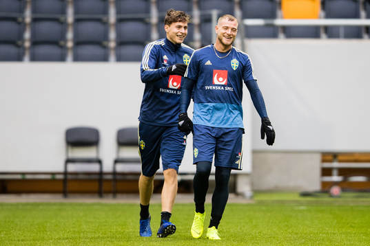 Sveriges Victor Nilsson Lindelöf och John Guidetti
