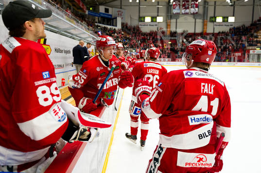 Timrås Vilmos Gallo och Alexander Falk jublar