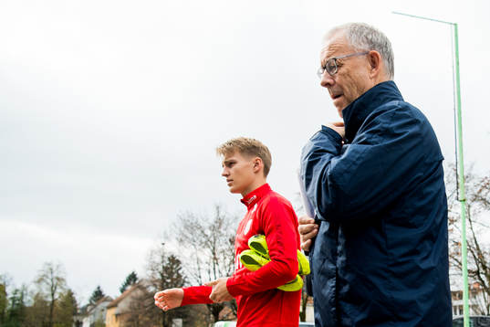 Martin Ødegaard of Norway and Lars Lagerbäck, head coach
