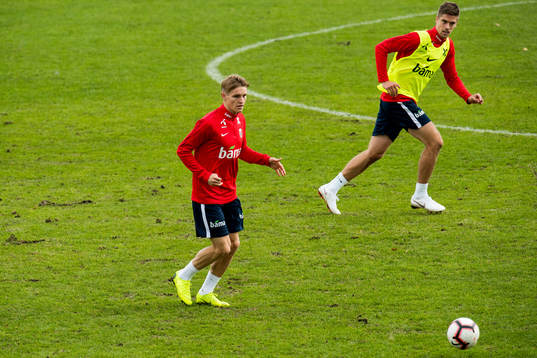 Martin Ødegaard and Markus Henriksen of Norway