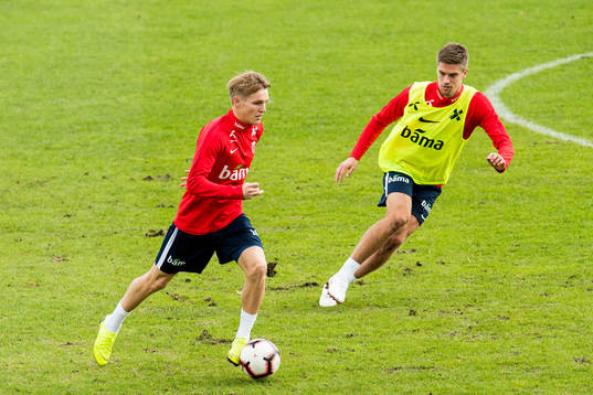 Martin Ødegaard and Markus Henriksen of Norway