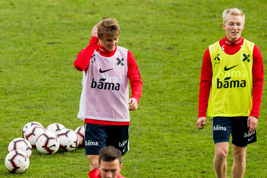 Martin Ødegaard of Norway and Birger Meling of Norway