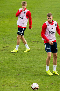 Martin Ødegaard and Alexander Sørloth of Norway