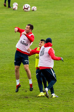 Even Hovland and Mohamed Elyounoussi of Norway