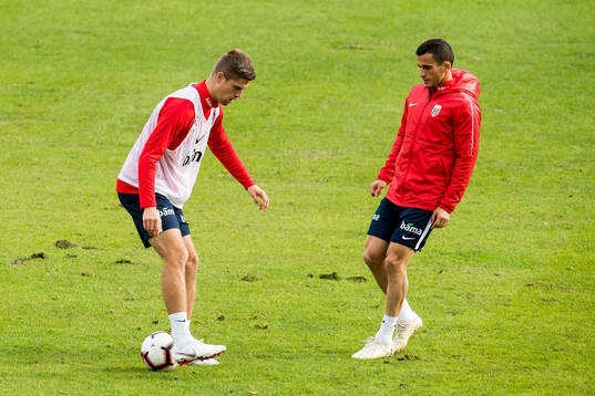 Markus Henriksen and Omar Elabdellaoui of Norway