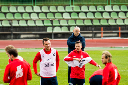 Lars Lagerbäck, head coach of Norway, Even Hovland and