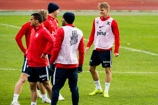 Stefan Johansen and Martin Ødegaard of Norway
