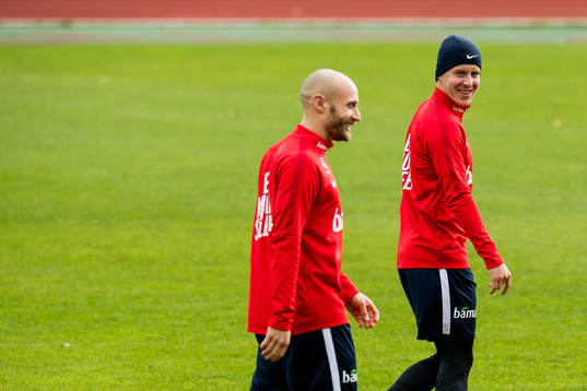 Tore Reginiussen and Stefan Johansen of Norway