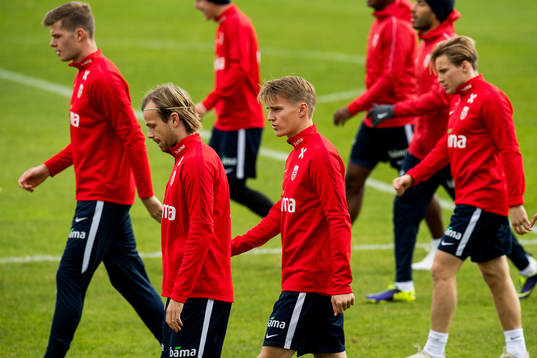 Alexander Sørloth, Iver Fossum, Martin Ødegaard and Jonas