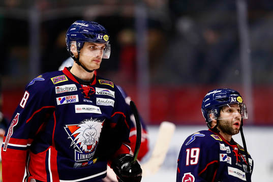 Linköpings Viktor Svedberg och Joe Whitney deppar