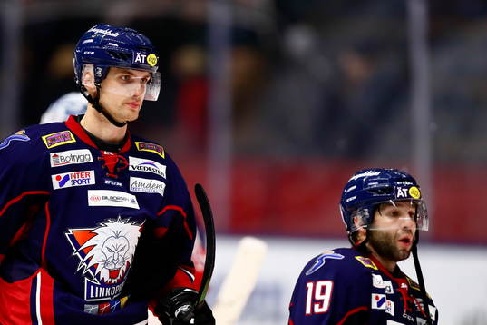 Linköpings Viktor Svedberg och Joe Whitney deppar