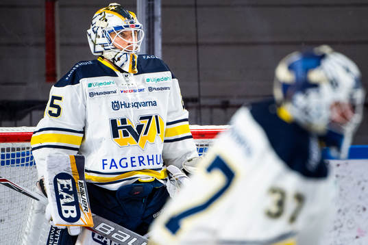 s målvakt Felix Sandström och målvakt Jonas Gunnarsson