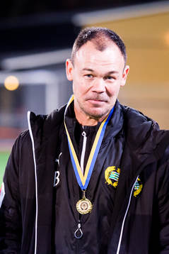 Hammarbys tränare Joachim Björklundunder U21 finalen i