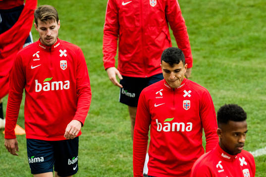 Håvard Nordtveit and Mohamed Elyounoussi of Norway