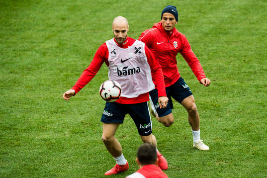 Tore Reginiussen and Omar Elabdellaoui of Norway