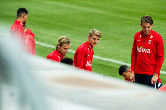 Martin Ødegaard and Sander Berge of Norway