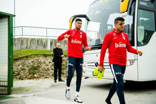 Bjørn Maars Johnsen and Mohamed Elyounoussi of Norway