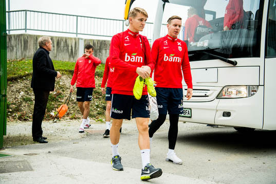 Martin Ødegaard and Stefan Johansen of Norway