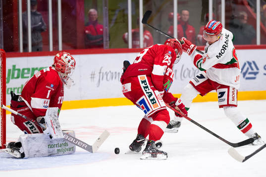 Timrås målvakt Victor Brattström och Morten Madsen och