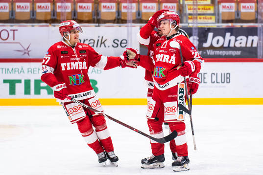 Timrås Anton Wedin och Johannes Kinnvall jublar