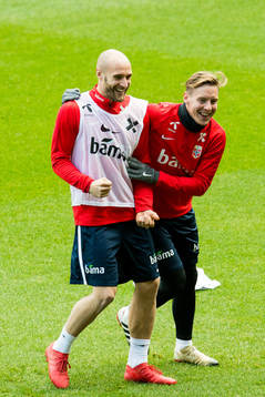 Tore Reginiussen and Stefan Johansen of Norway