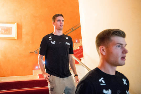 Markus Henriksen and Alexander Sørloth of Norway
