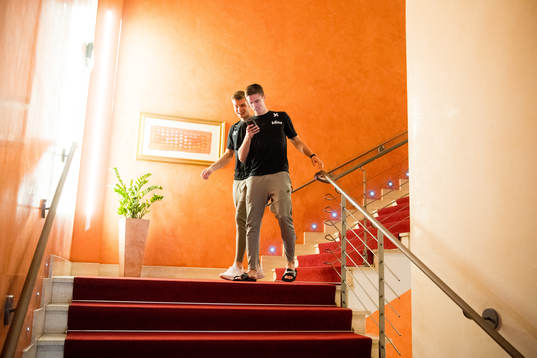 Alexander Sørloth and Markus Henriksen of Norway
