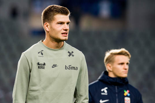 Alexander Sørloth and Martin Ødegaard of Norway