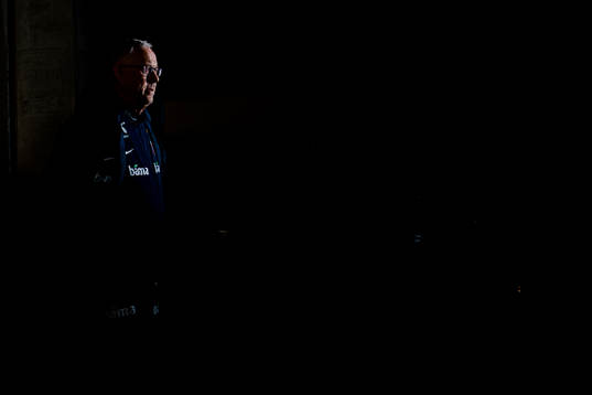 Lars Lagerbäck, head coach of Norway, arrives