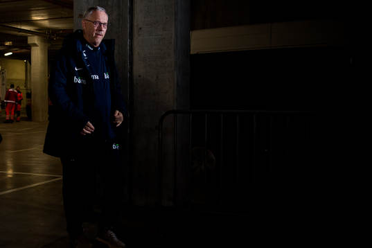 Lars Lagerbäck, head coach of Norway, arrives