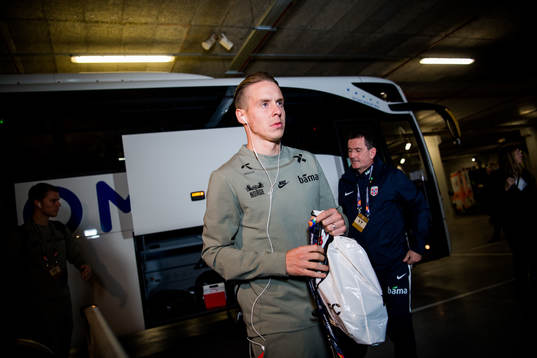 Stefan Johansen of Norway arrives