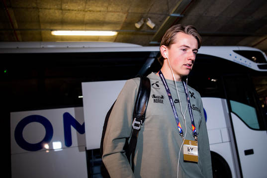 Sander Berge of Norway arrives