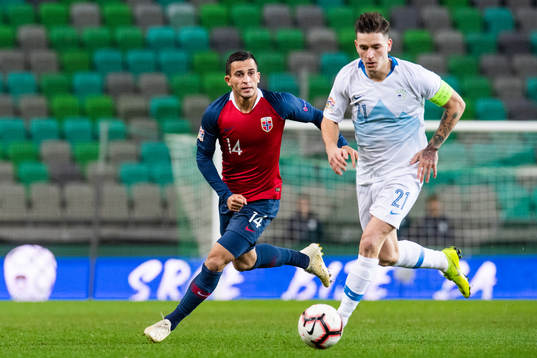 Omar Elabdellaoui of Norway and Benjamin Verbic of Slovenia