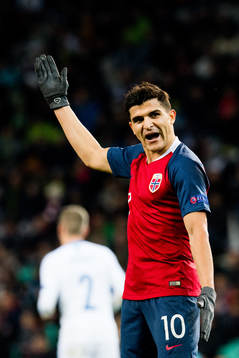 Tarik Elyounoussi of Norway reacts