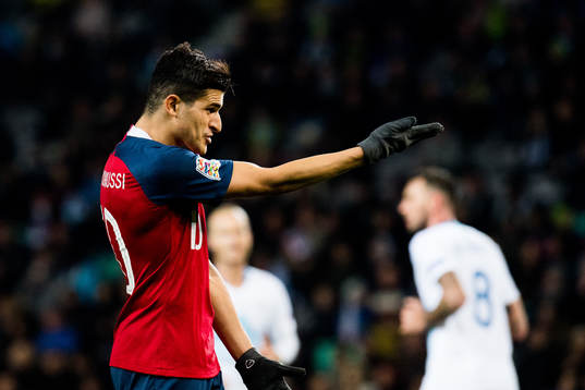 Tarik Elyounoussi of Norway reacts