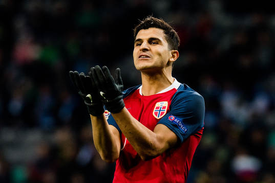 Tarik Elyounoussi of Norway reacts