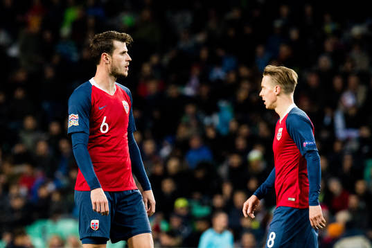 Håvard Nordtveit and Stefan Johansen of Norway