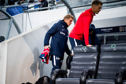Martin Ødegaard and goalkeeper Ørjan Håskjold Nyland of