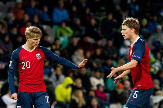 Martin Ødegaard and Sigurd Rosted of Norway